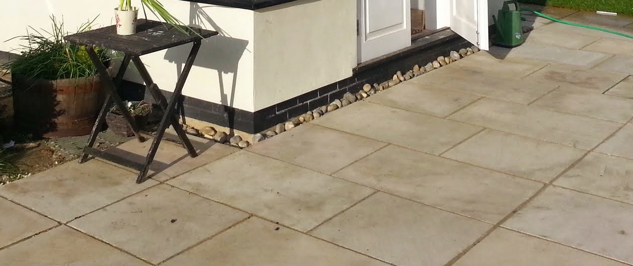 Sandstone patio install, seal and maintain Roger Frost science